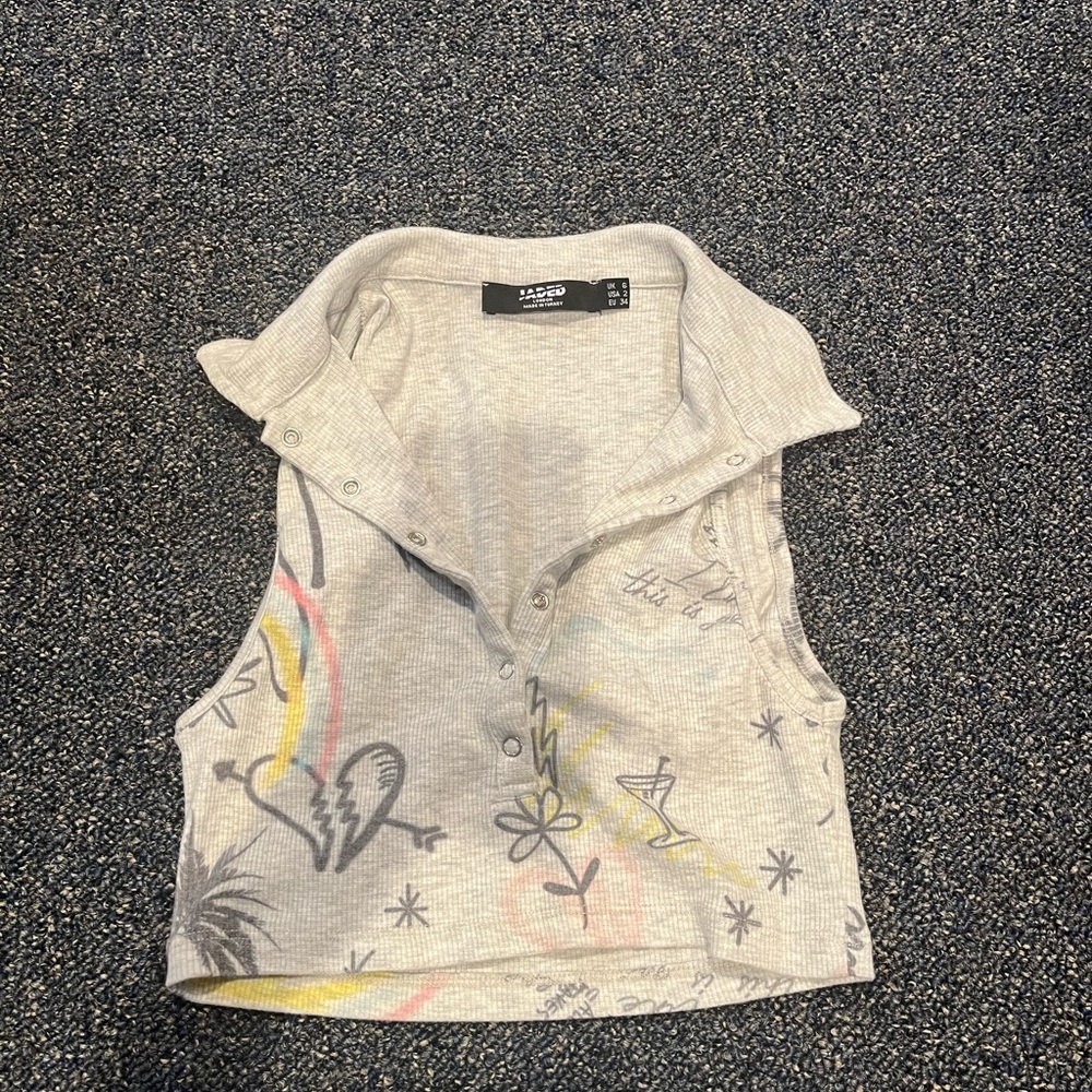 Jaded London grey collared crop top